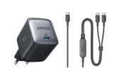Anker 715 Ladegerät (Nano II 65W) + Anker 2-in-1 USB-C auf USB-C Kabel (120cm, 140W, Flecht-Design)