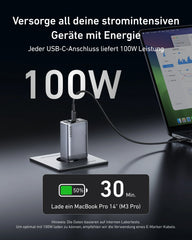 Anker Prime Charger (100W, 3 Ports, GaN) + Anker Prime USB-C to USB-C Cable (1.8m, 240W, Upcycled Braided Design)