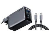 Anker Prime 100W GaN Charger (3 Ports) + Anker Prime 240W USB-C to USB-C Cable (Upcycled Braided Design)