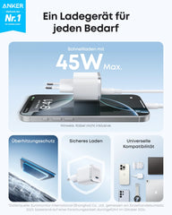 Anker Nano Charger (45W, with 180cm USB-C Cable)