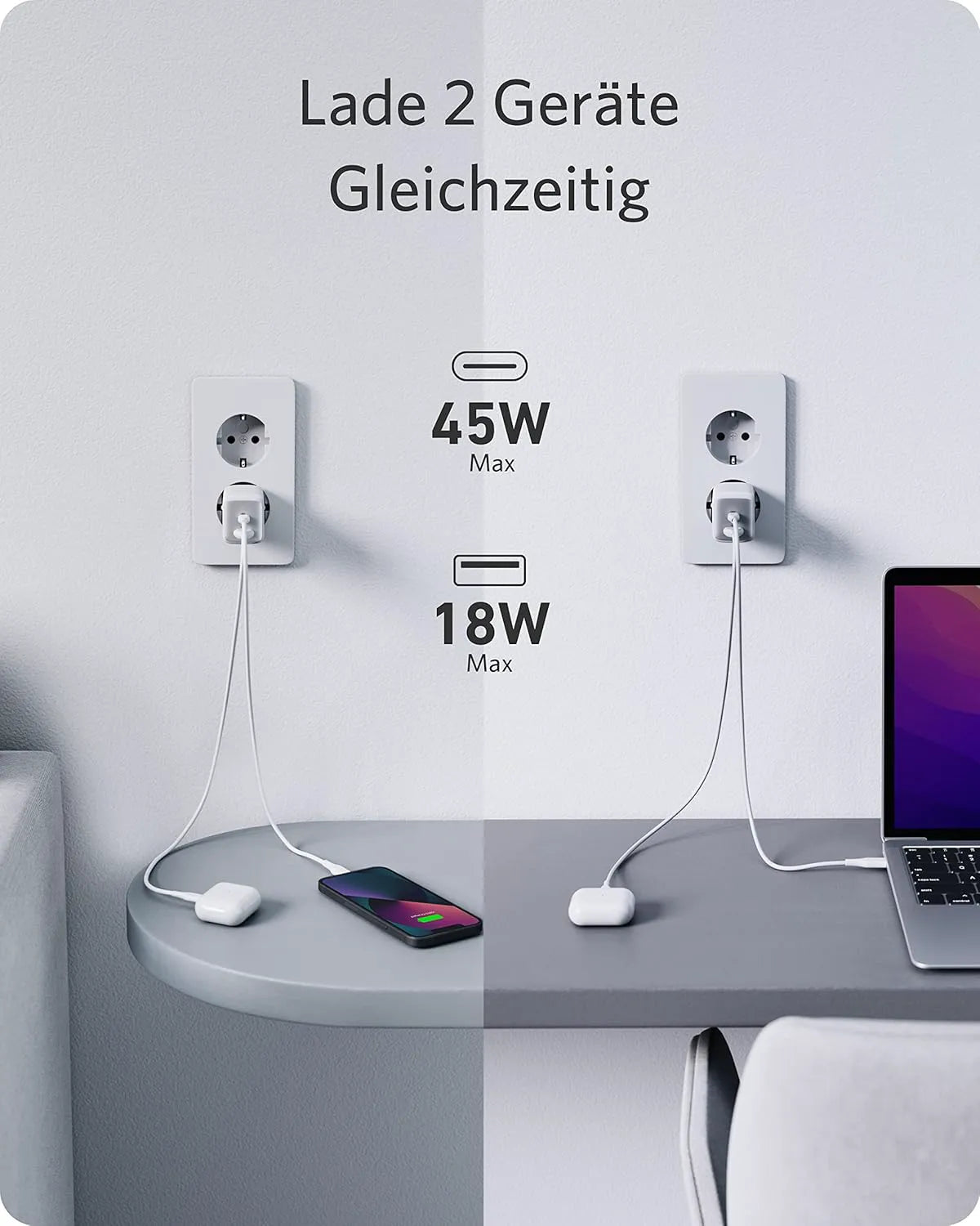 Anker USB-C Charger, Compact 65W 2-Port Power Adapter (Free)