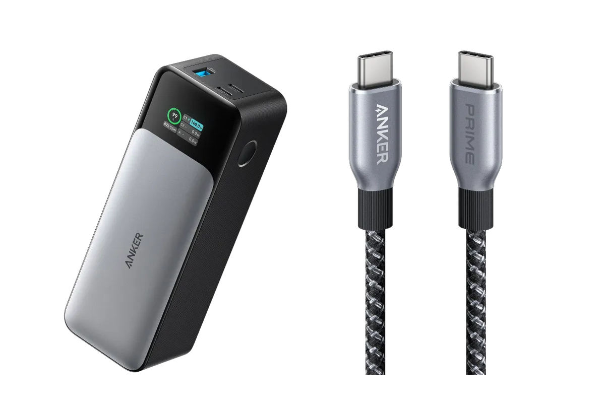 Anker 737 Powerbank (PowerCore 24K) mit USB-C auf USB-C Kabel (0,9m, 240W, Upcycled-Flechtdesign)