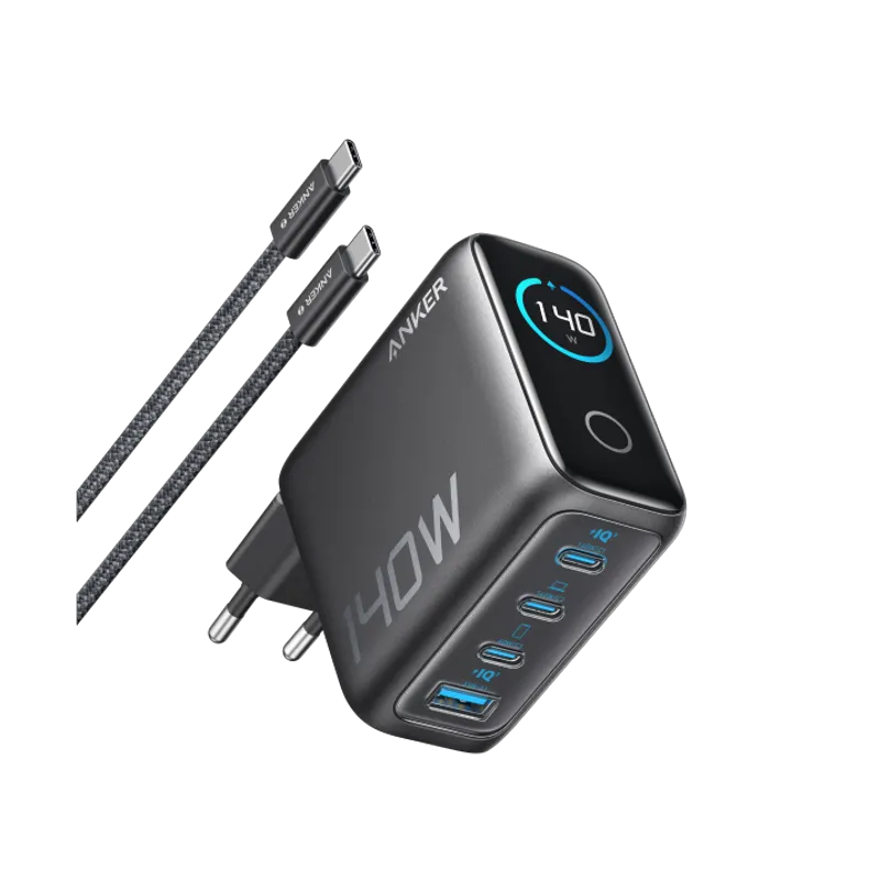 Anker 140W 4-Port USB-C Laptop Charger with PD 3.1 and Cable