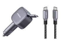 Anker Nano Car Charger (75W, USB-C Port, Integrated Retractable USB-C Cable) + Anker Prime USB-C to USB-C Cable (240W, Upcycled Braided Design)