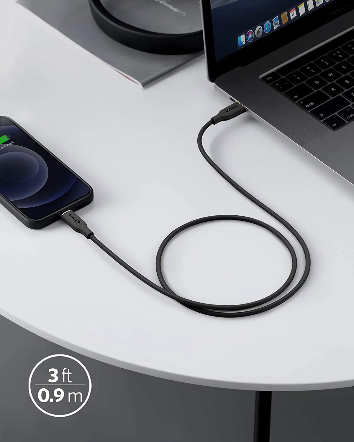 Anker 641 USB-C to Lightning Cable (Flow, 3ft Silicone)