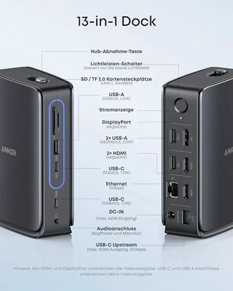 Anker Nano Docking Station (13-in-1, Triple Display, Integrated Detachable Hub)