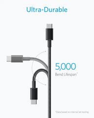 Nylon USB-C to USB-A 2.0 Cable (3ft, 2-Pack, Black)