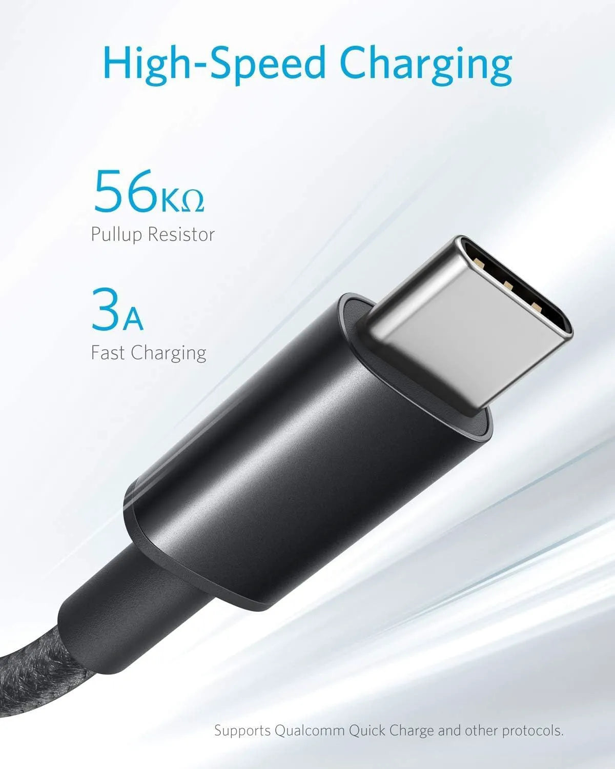Nylon USB-C to USB-A 2.0 Cable (3ft, 2-Pack, Black)