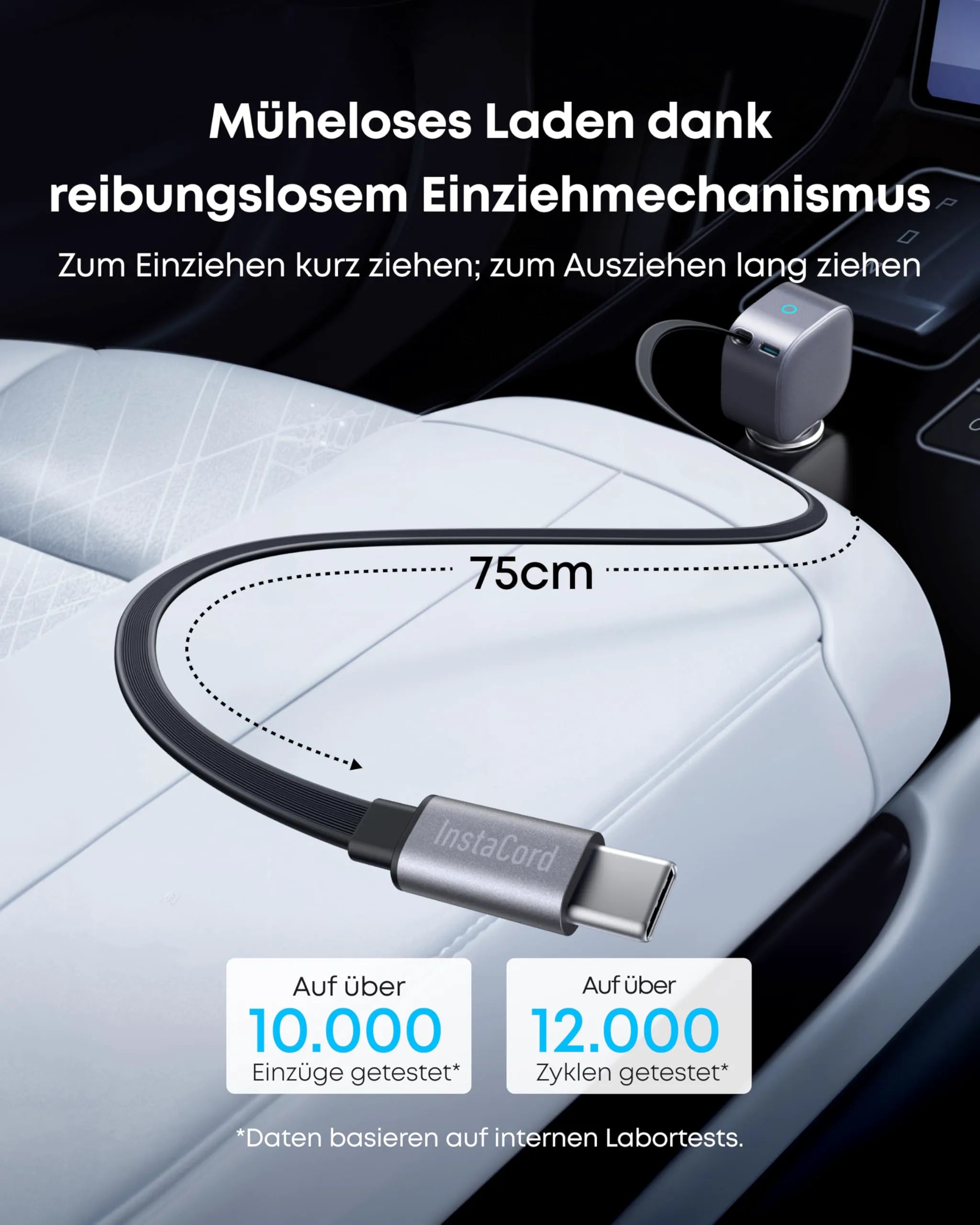 Anker Nano Car Charger (75W, USB-C Port, Integrated Retractable USB-C Cable) + Anker Prime USB-C to USB-C Cable (240W, Upcycled Braided Design)