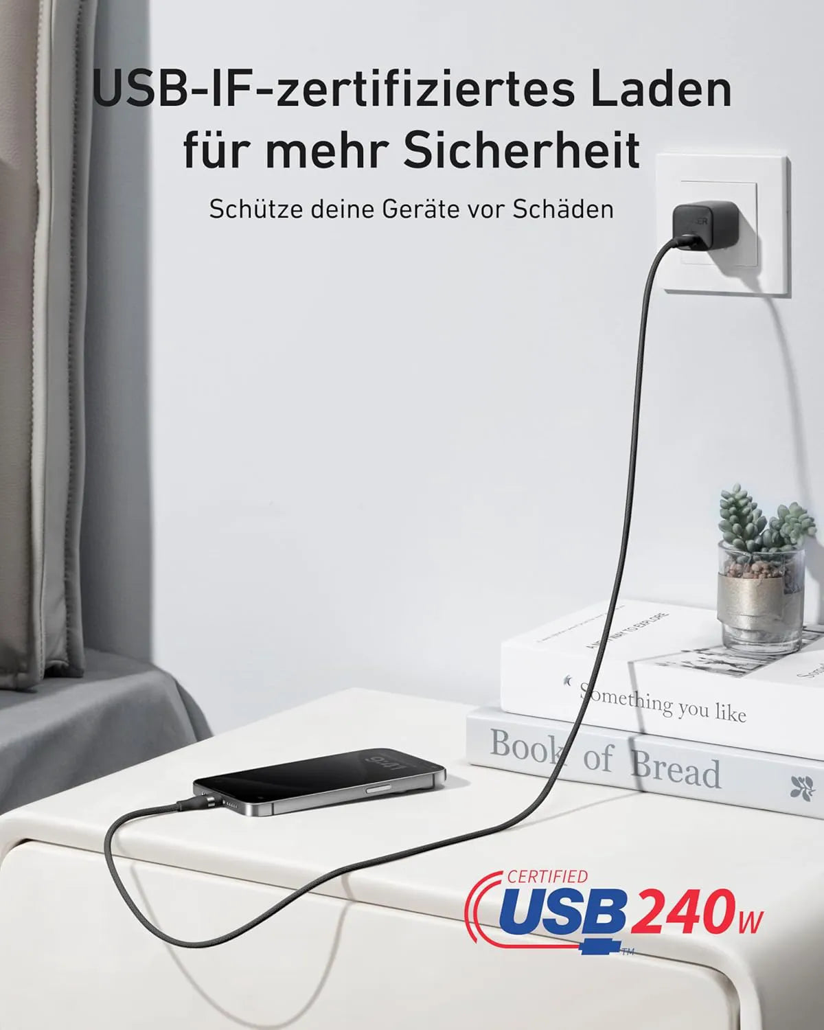 Anker USB-C to USB-C Cable (0.9m/1.8m, 240W, Upcycled Braided)