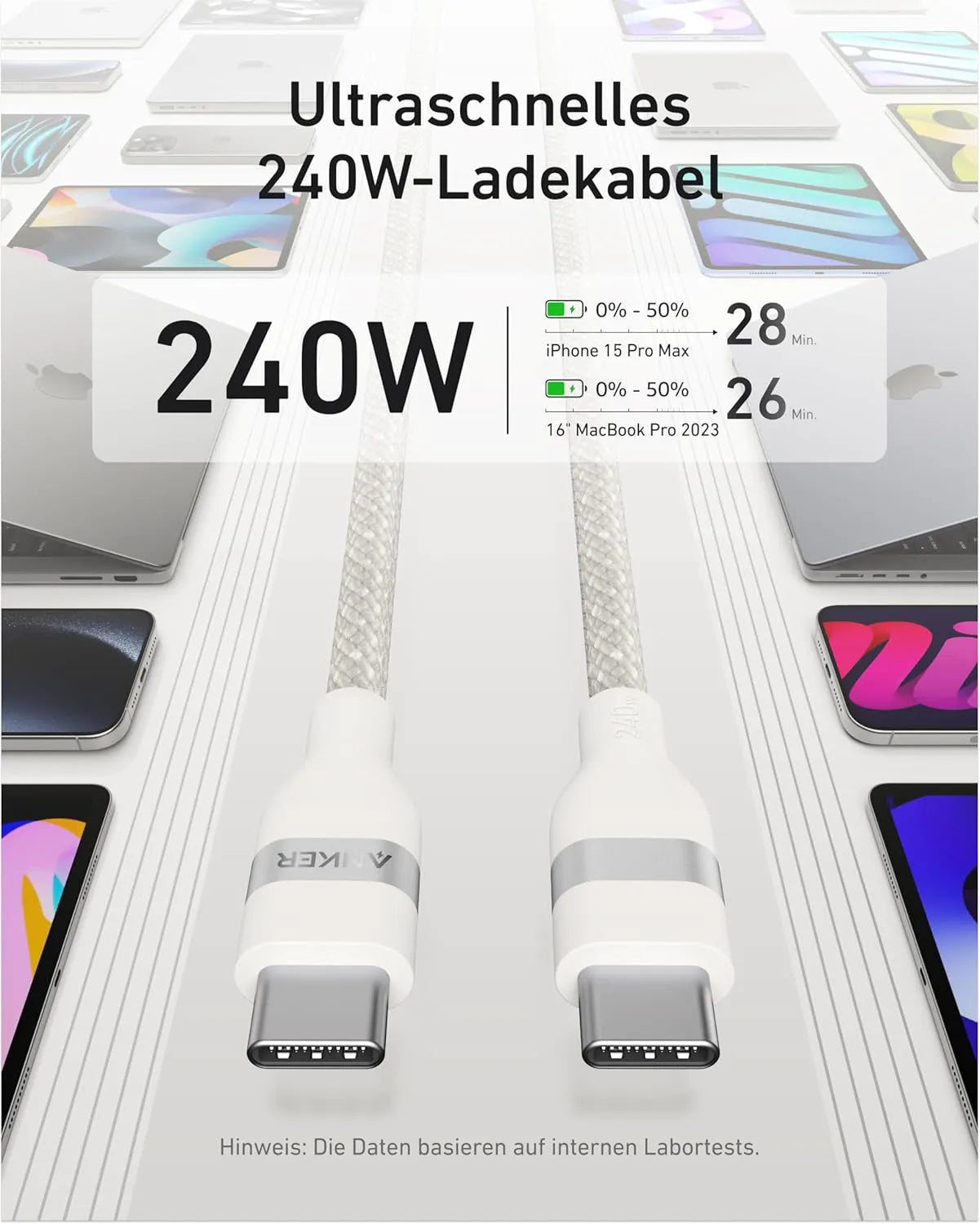 Anker USB-C to USB-C Cable (0.9m/1.8m, 240W, Upcycled Braided)