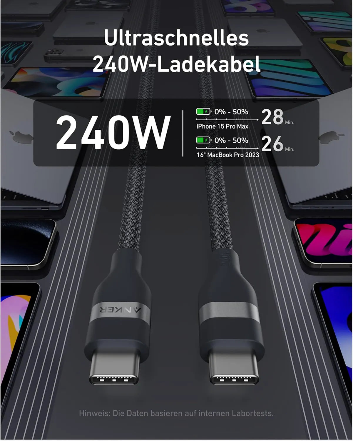 Anker USB-C to USB-C Cable (90cm/180cm, 240W, Upcycled Braided)