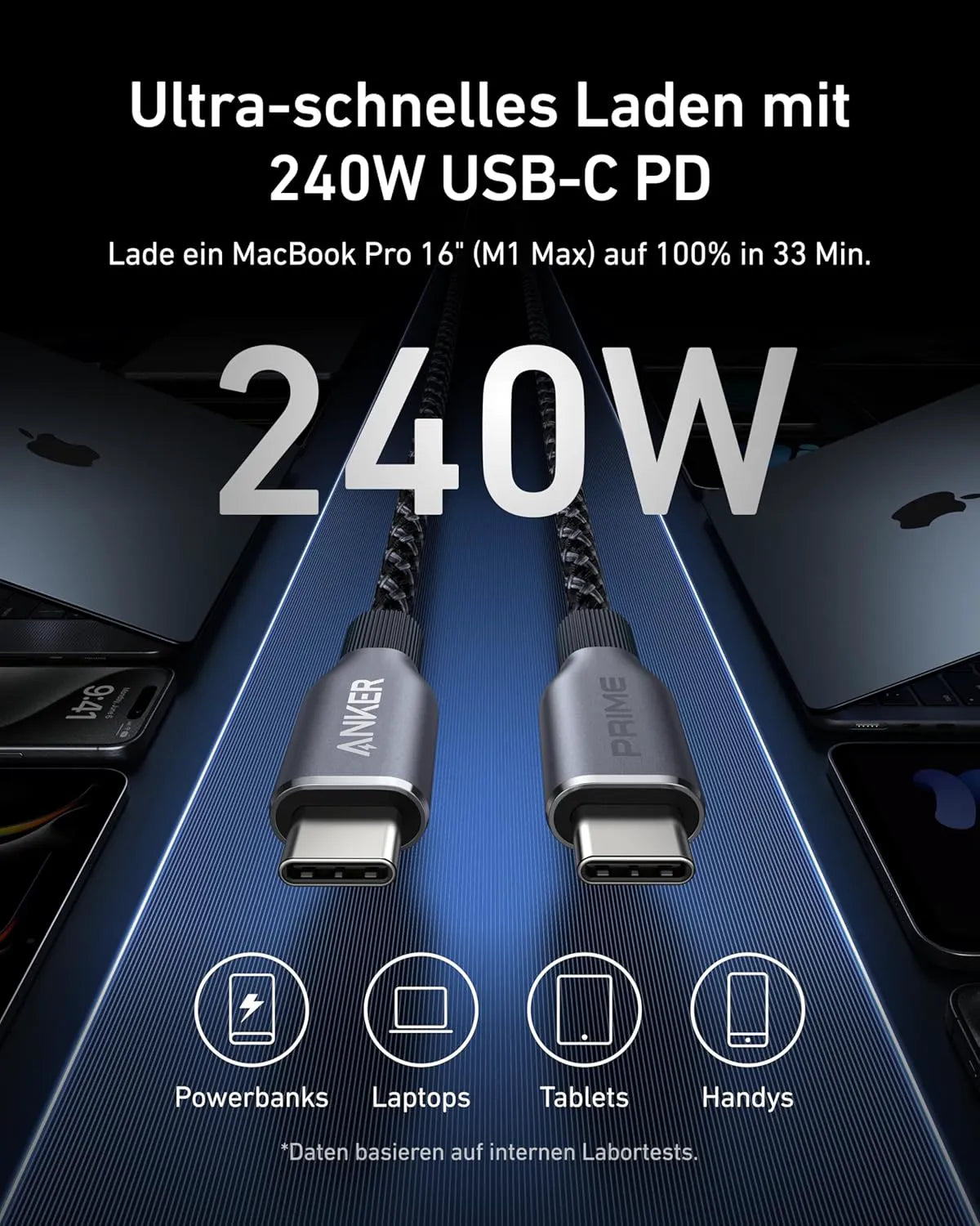 Anker Prime USB-C to USB-C Cable (240W, Upcycled Braided Design) (Prime Free)