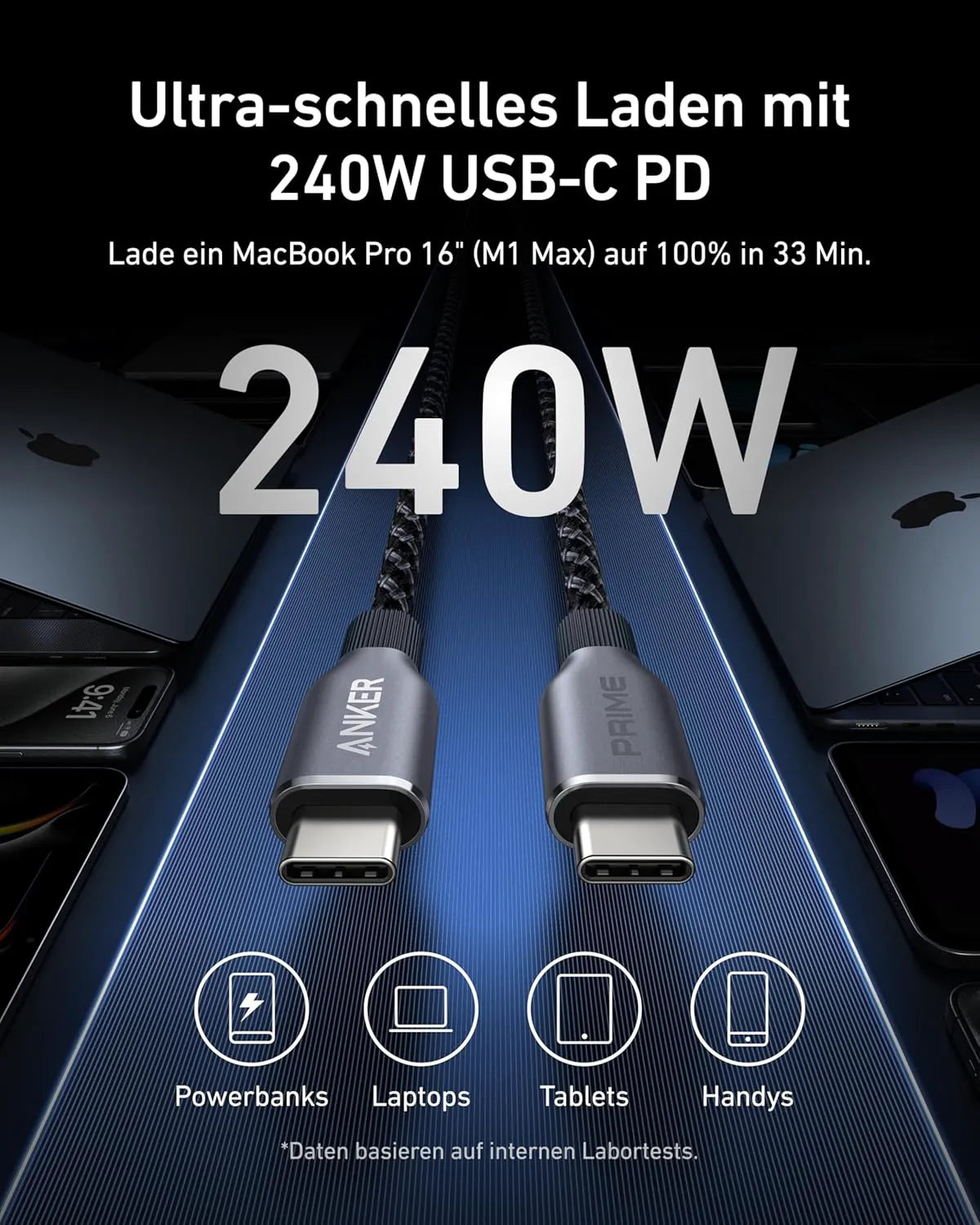 Anker Prime USB-C to USB-C Cable (240W, Upcycled Braided Design) (Prime Free)