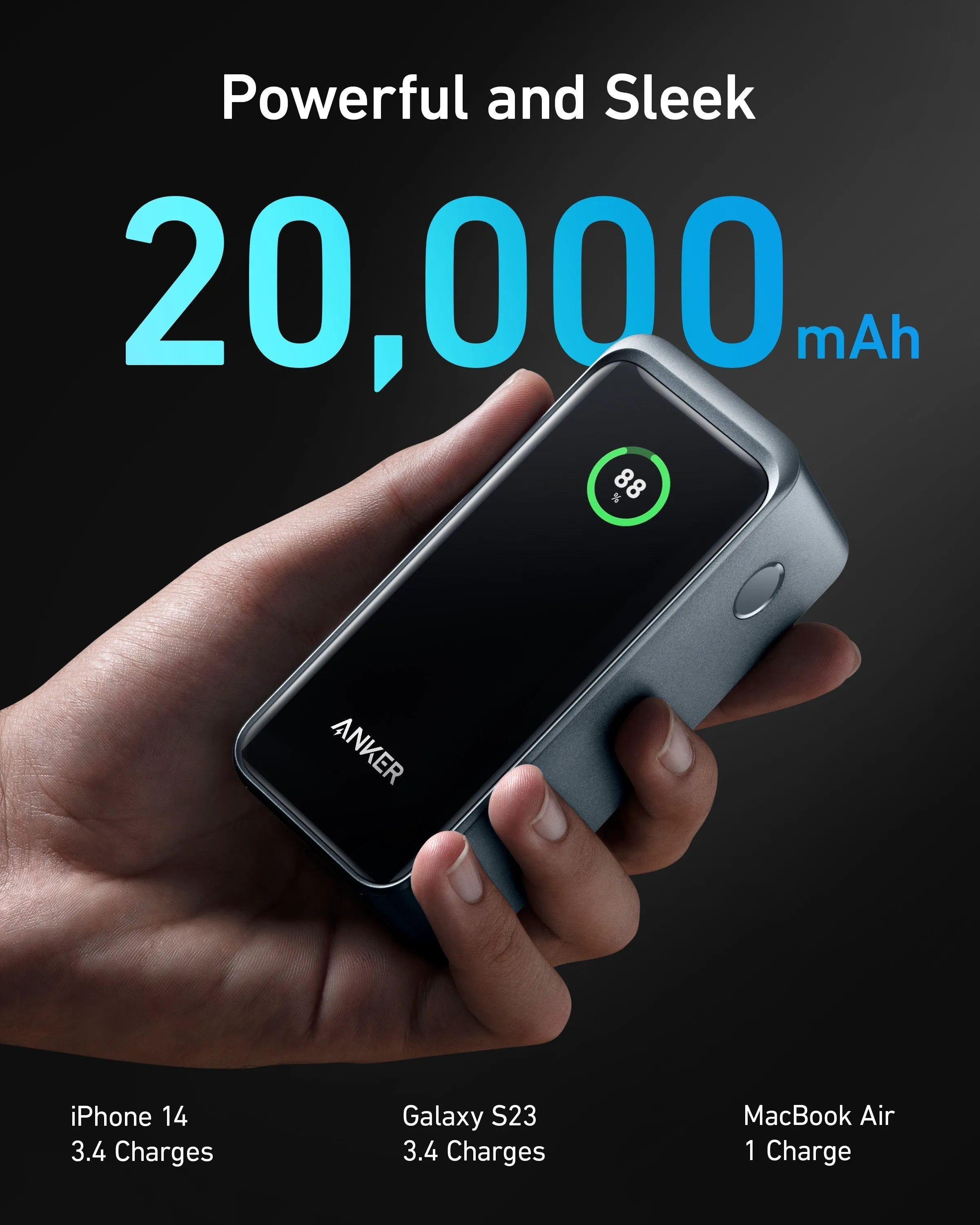 Anker Prime Power Bank 20,000mAh (200W) + Anker Nano Charger (45W) with USB-C to USB-C Cable