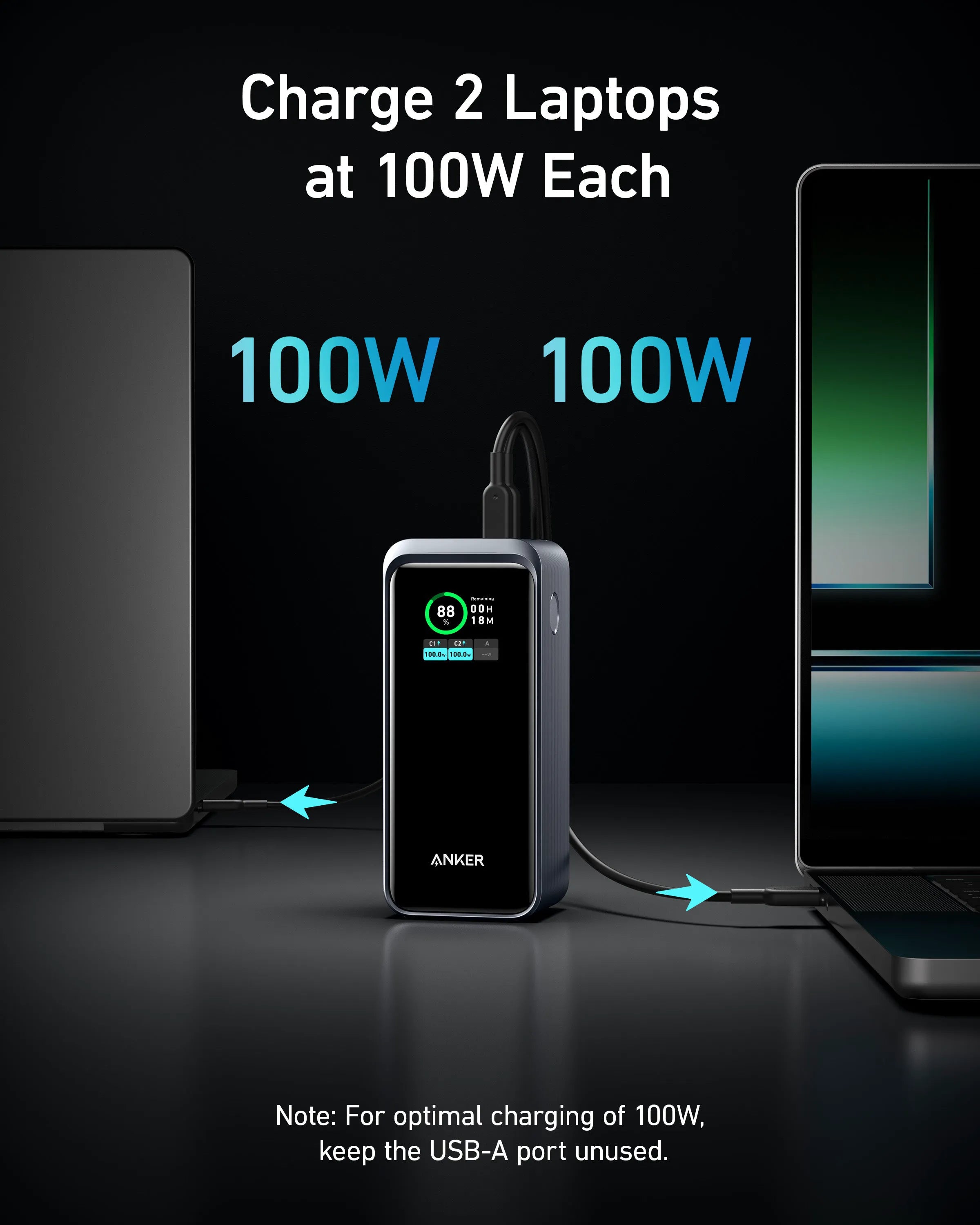 Anker Prime Power Bank 20,000mAh (200W) + Anker Nano Charger (45W) with USB-C to USB-C Cable