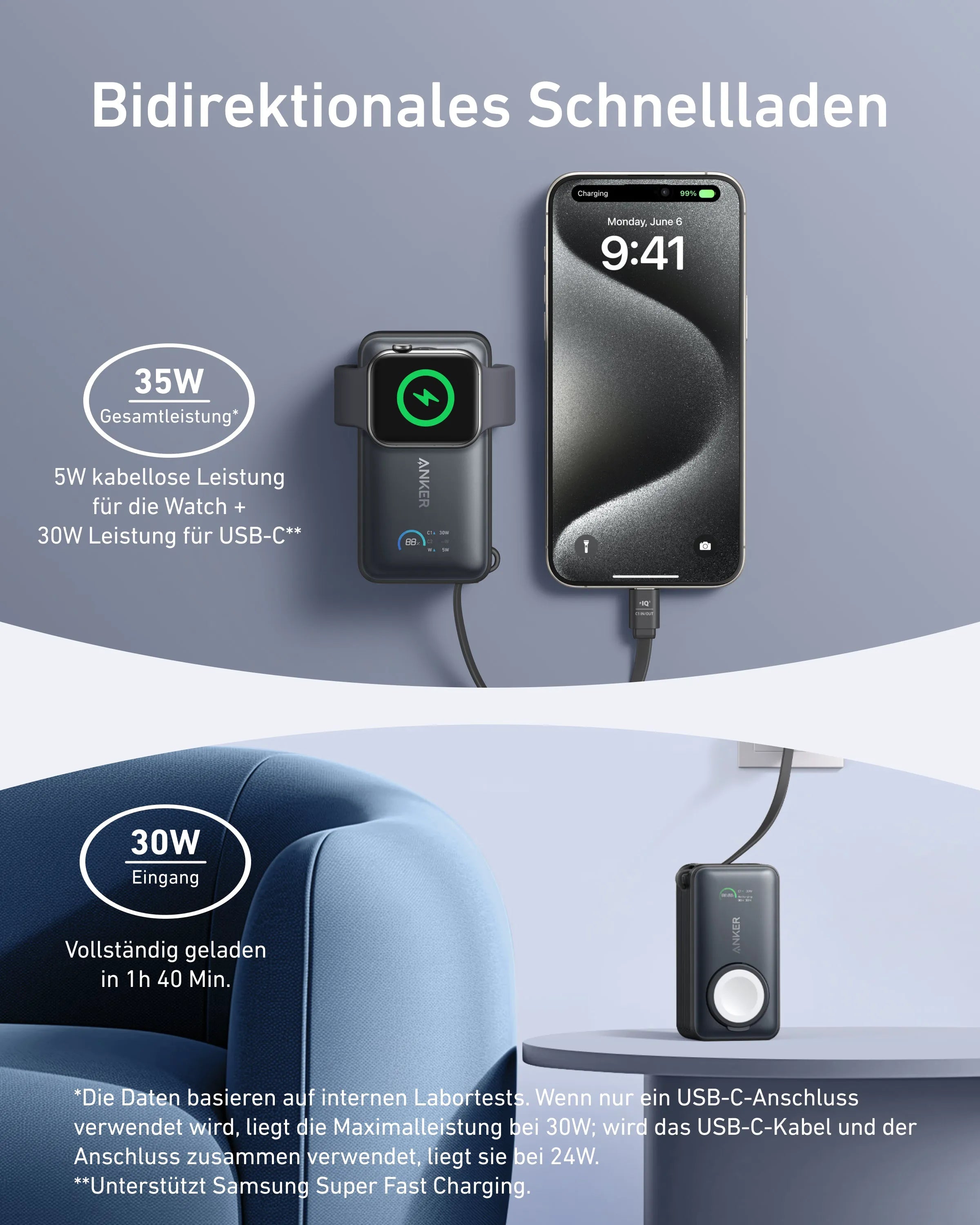 Anker MagGo Power Bank (10000mAh, 35W, for Apple Watch)