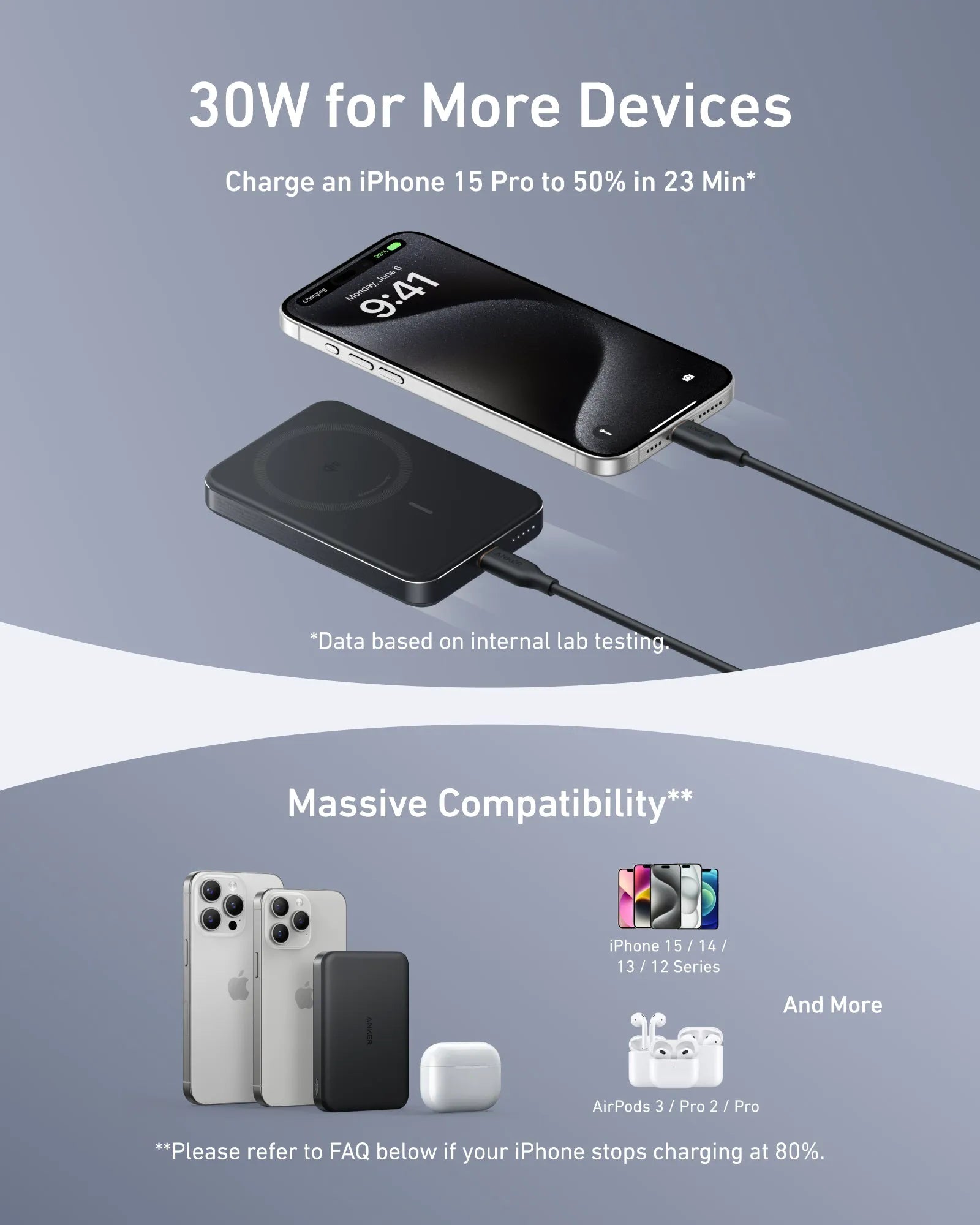 Anker MagGo Power Bank (10K, Slim) with USB-C to USB-C Cable (240W, Upcycled-Braided)
