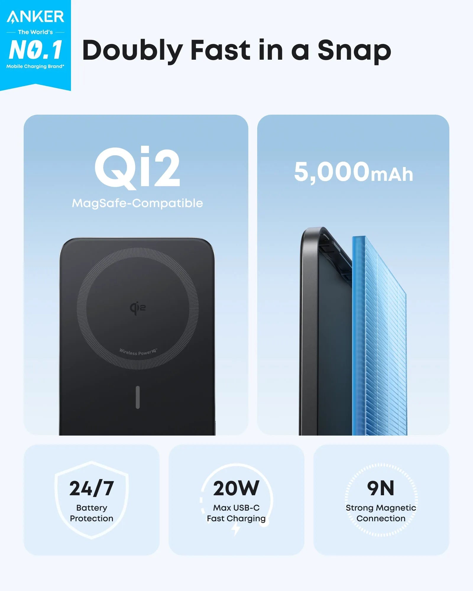 Anker Nano Power Bank (5K, MagGo, Slim) & Anker Nano Charger (70W, 3 Ports)