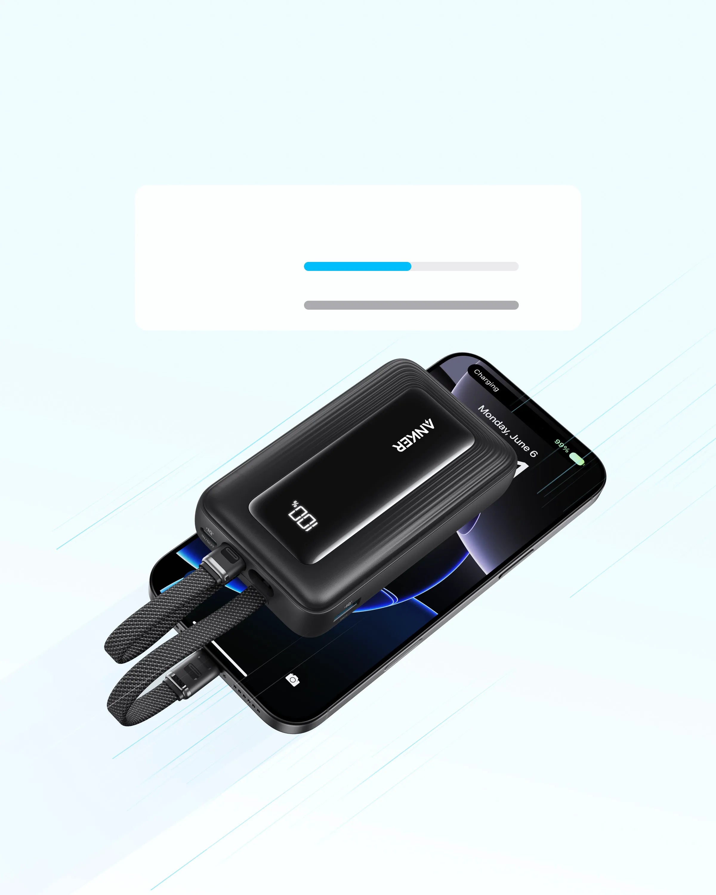 Anker Zolo 10K Power Bank with 35W and Built-In Dual USB-C Cables