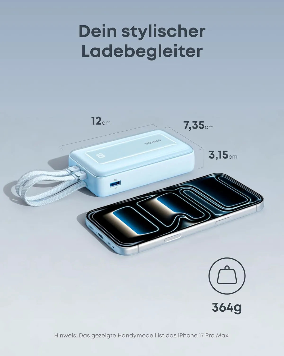 Anker Zolo Powerbank 20K 45W with Two Built-In USB-C Cables