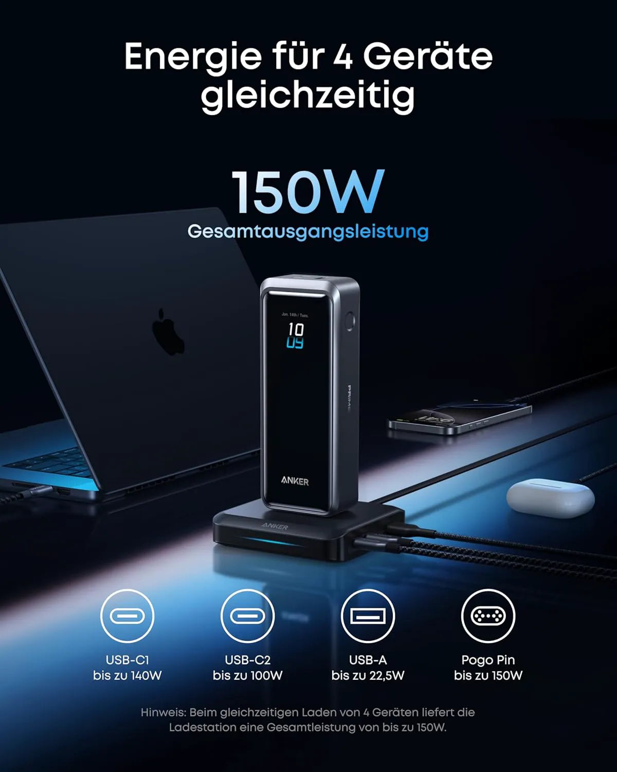 Anker Prime Charging Base 150W 3-Port Fast Charger