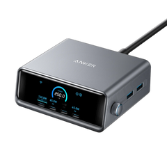 Anker Prime Charger (250W, 6 Ports, GaNPrime) + Anker Charger (100W, 3 Ports, Smart Display) with USB-C Cable