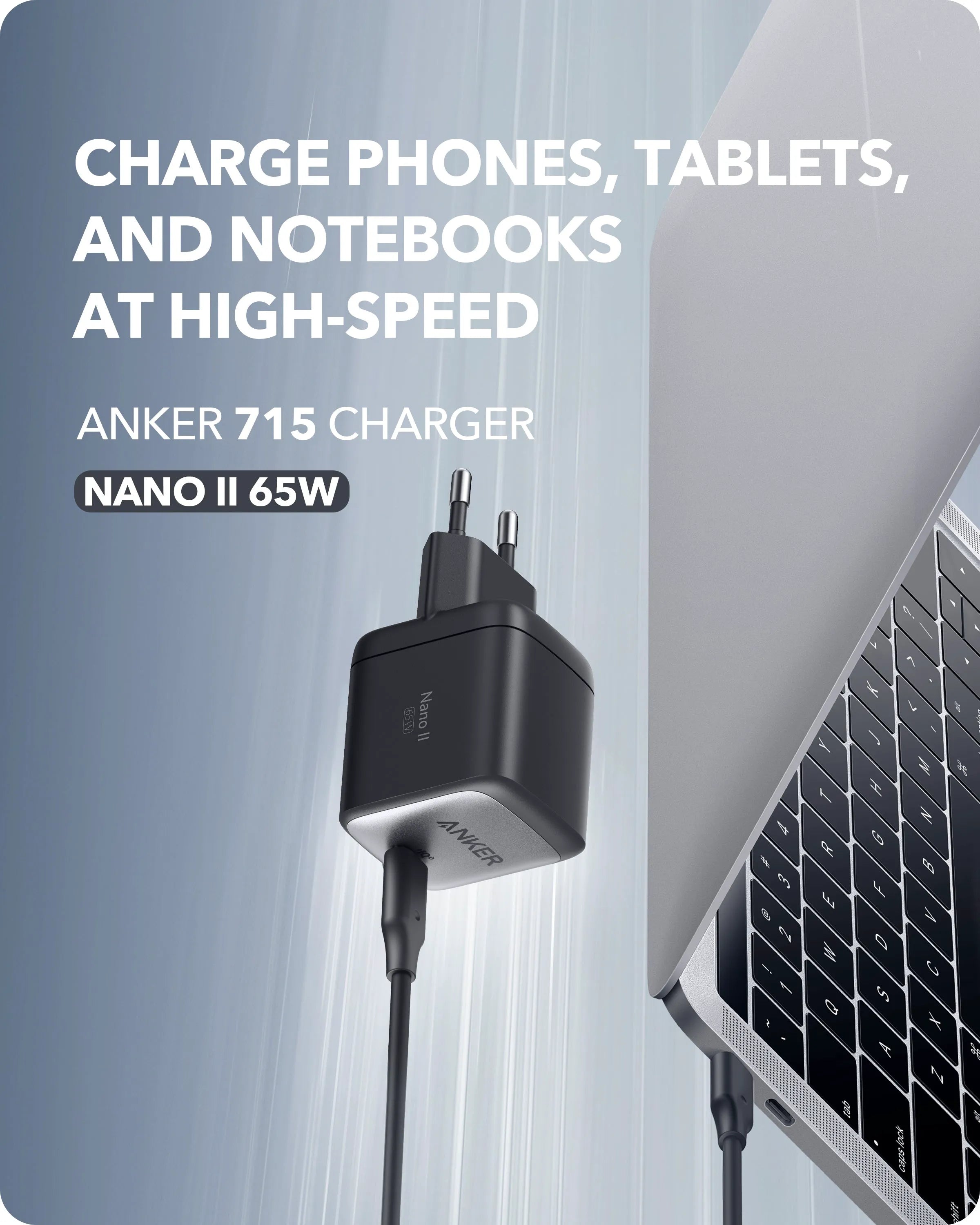 Anker 715 Ladegerät (Nano II 65W) + Anker 2-in-1 USB-C auf USB-C Kabel (120cm, 140W, Flecht-Design)
