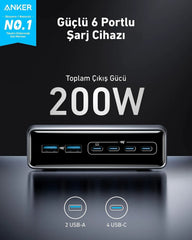 Anker Prime Charger (200W, 6 Ports, GaN)