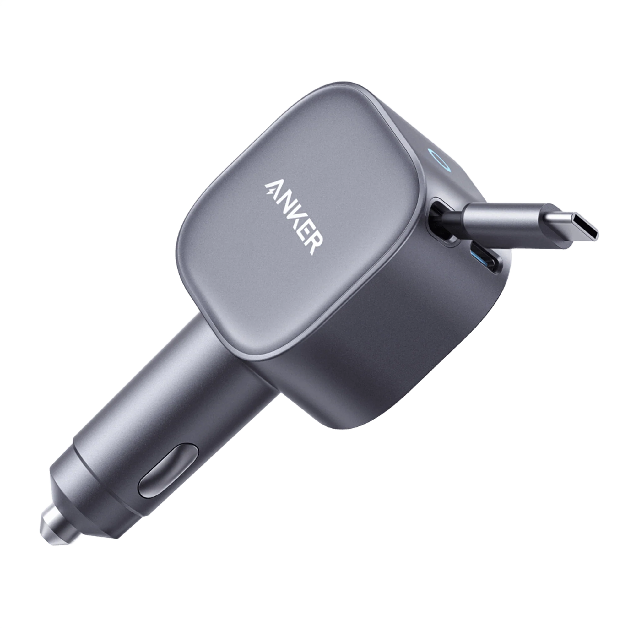 Anker Nano Car Charger (75W, USB-C Port, Integrated Retractable USB-C Cable) + Anker Prime USB-C to USB-C Cable (240W, Upcycled Braided Design)