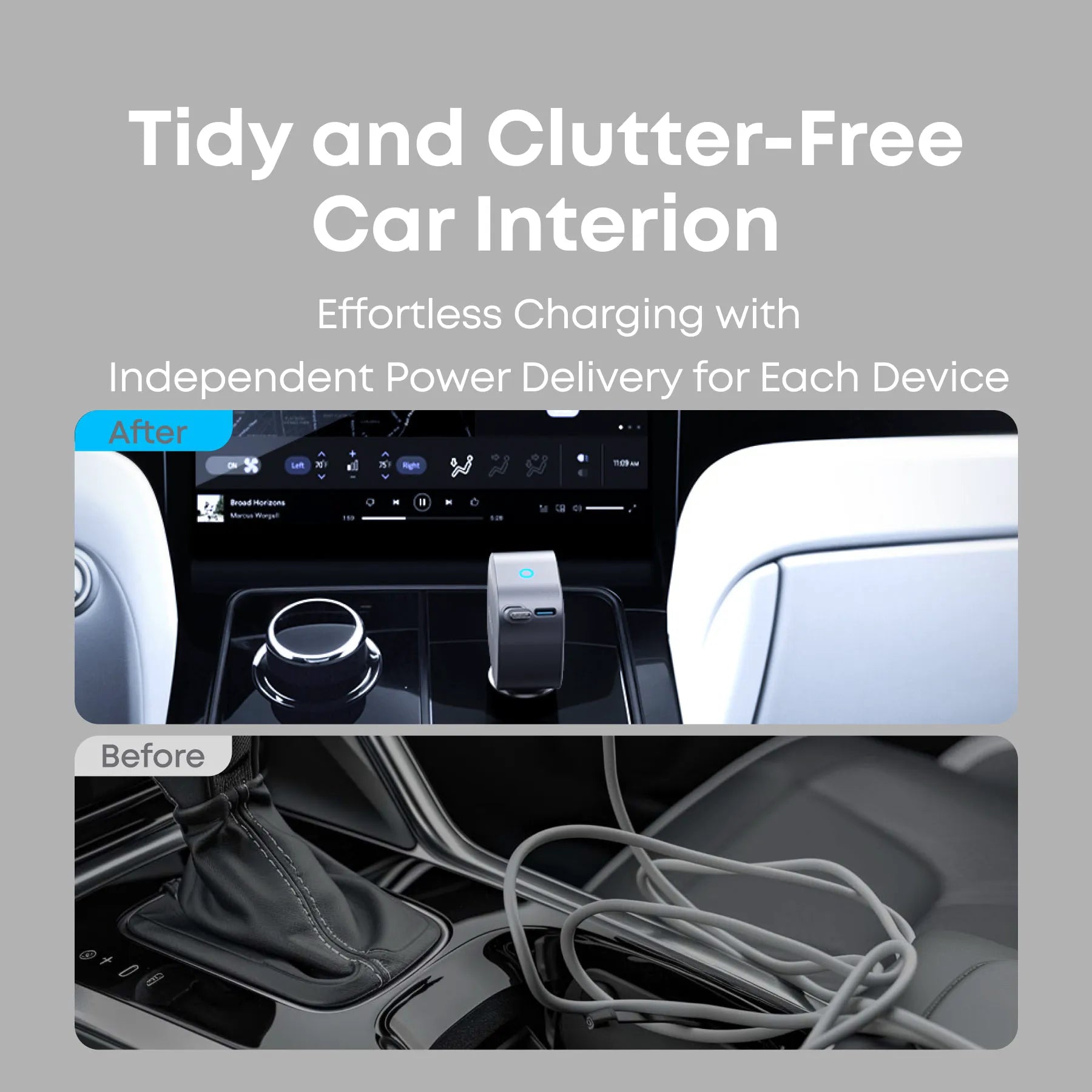 Anker Nano Car Charger 75W with Built-In Retractable USB-C Cable