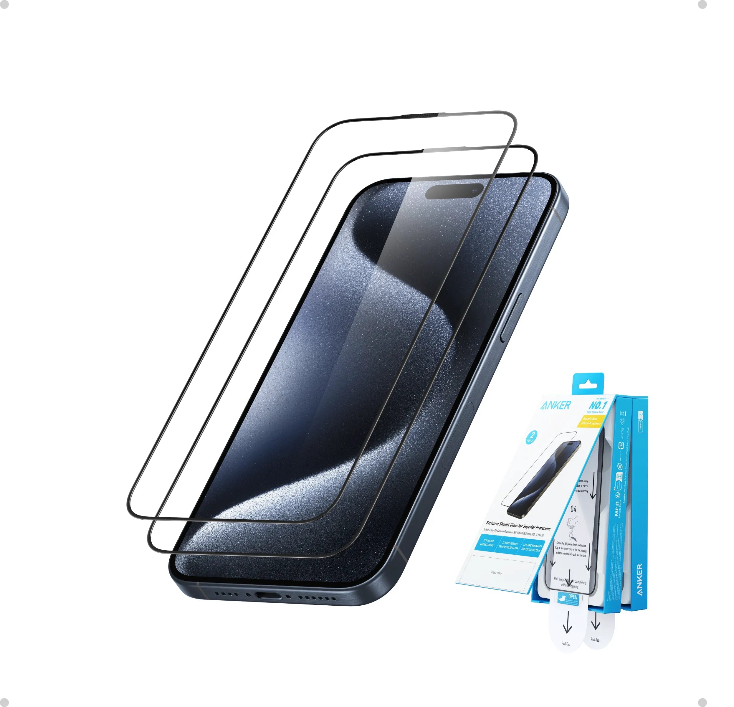 Anker Easy Fit Screen Protector (2-Pack) for iPhone 15 Pro