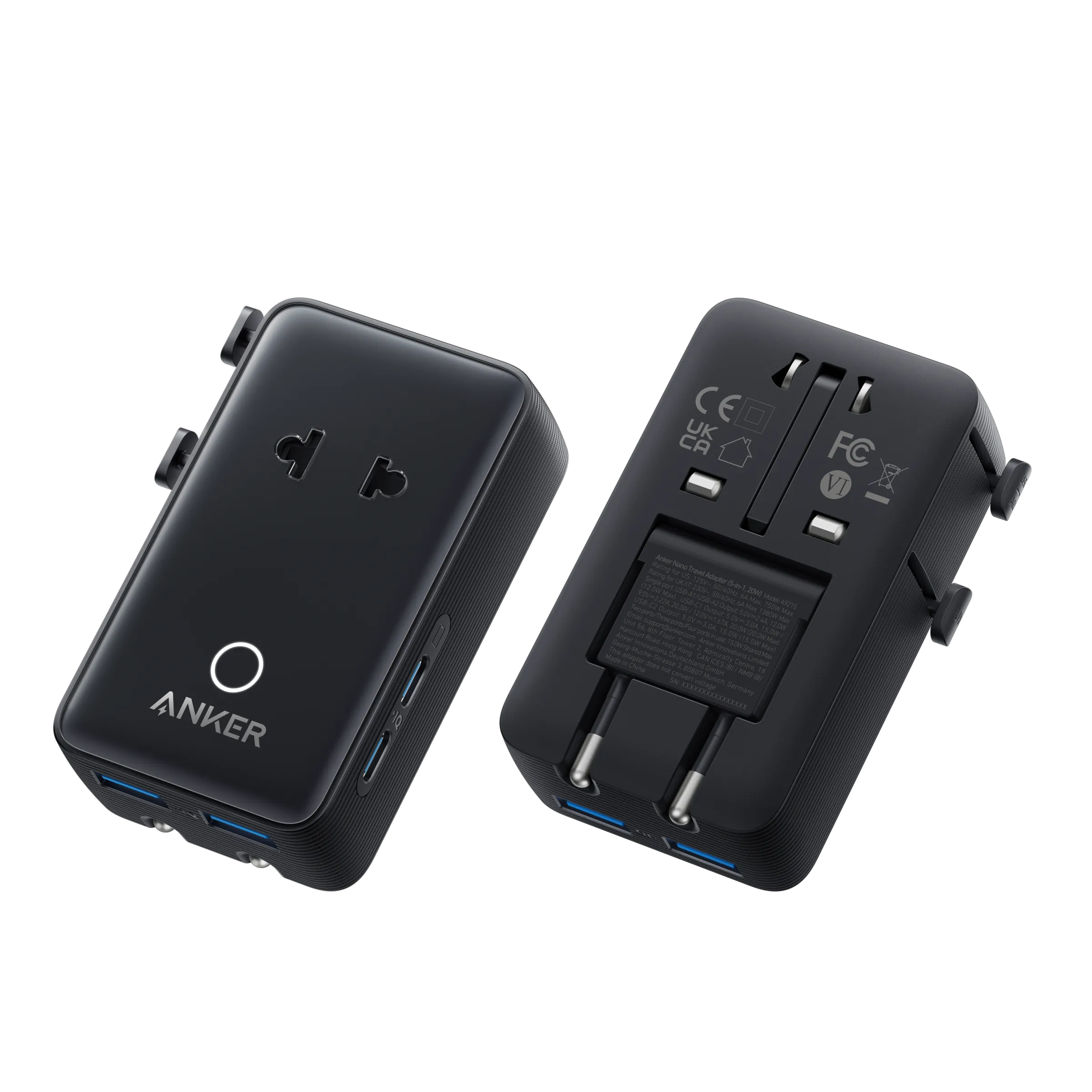 Anker 140W 4-Port USB-C Laptop Charger with PD 3.1 and Nano Travel Adapter (5-in-1, 20W)