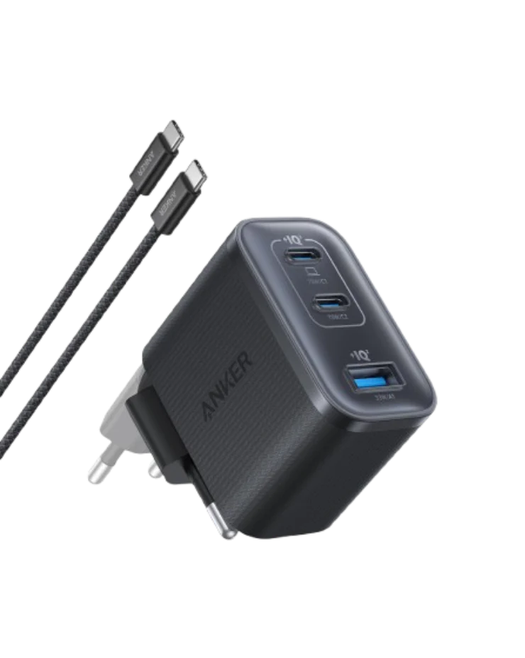 Anker Prime 160W GaNPrime 3-Port Charger + Anker Nano 70W 3-Port Charger + Anker Prime 240W USB-C to USB-C Cable (1.8m, Upcycled Braided)