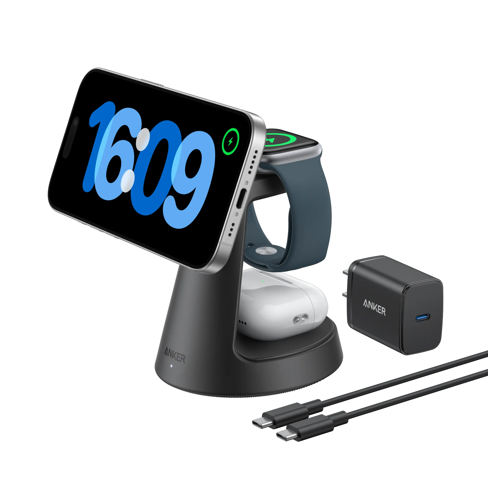 Anker MagGo 3-in-1 Wireless Charging Station with Dock Stand