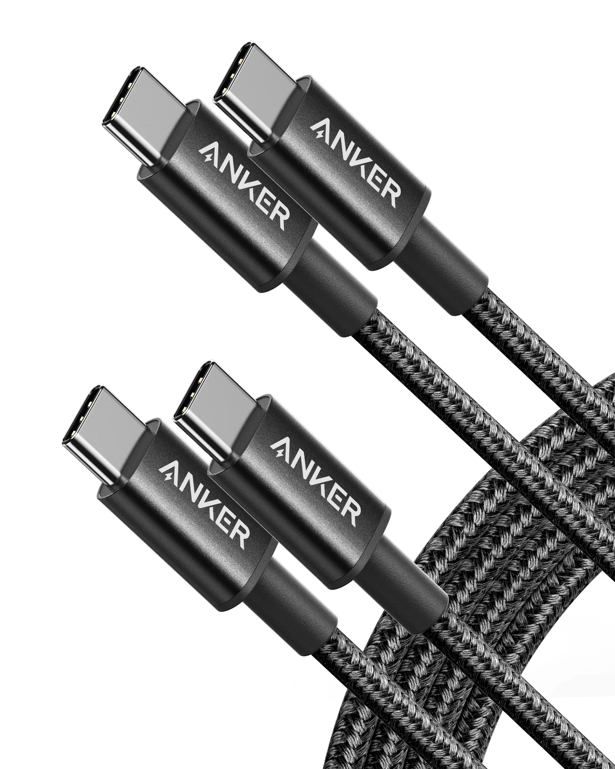 USB-C to USB-C Cable 6ft Braided 60W 2-Pack Black