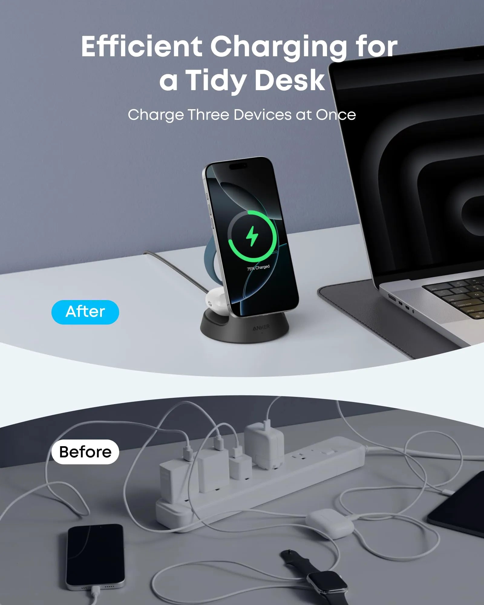 Anker MagGo 3-in-1 Wireless Charging Station with Dock Stand