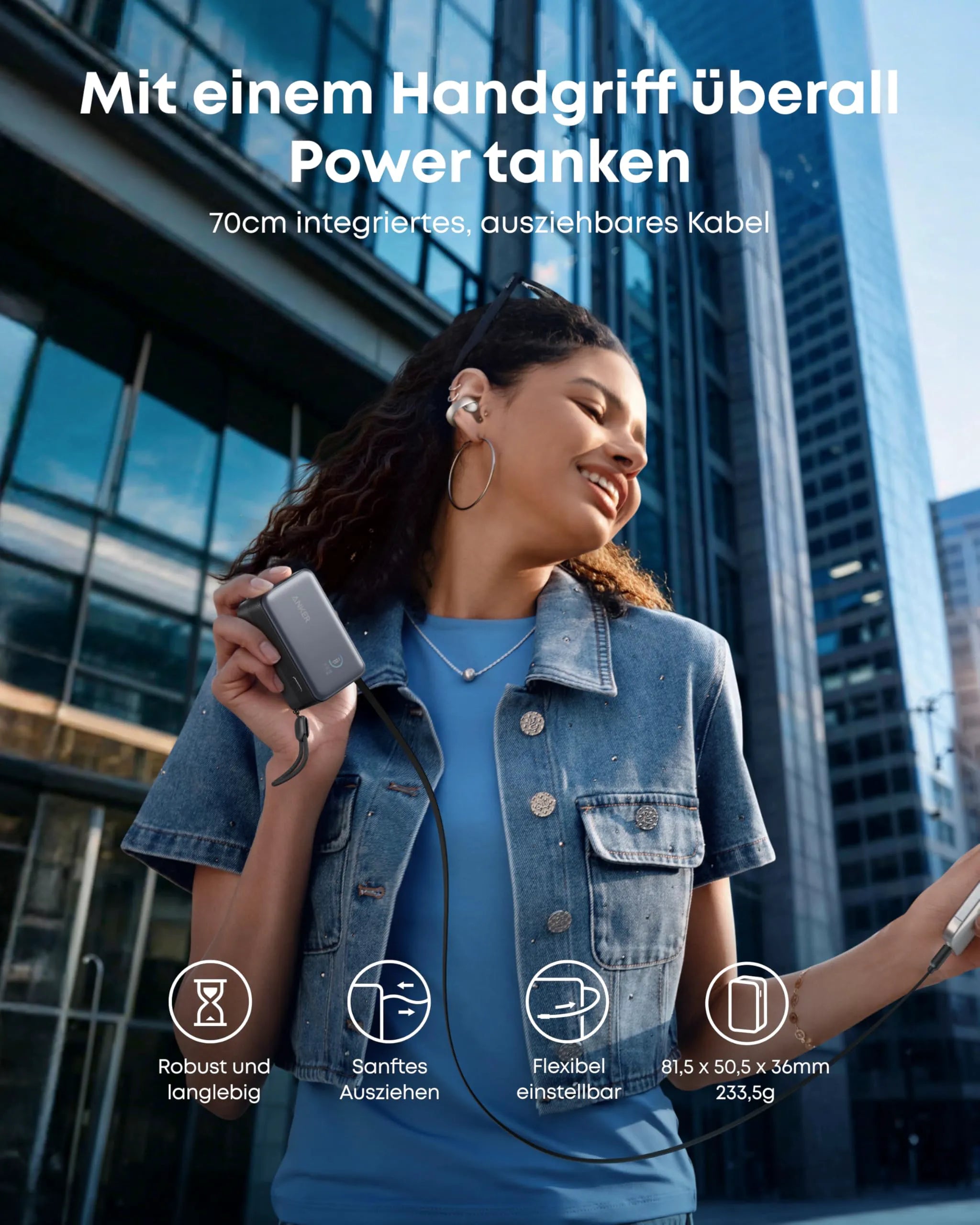Anker Nano Power Bank (10K, 45W, Built-in Retractable USB-C Cable)