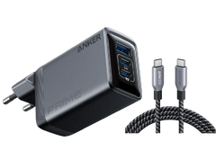 Anker Prime Charger (100W, 3 Ports, GaN) + Anker Prime USB-C to USB-C Cable (240W, Upcycled Braided Design)
