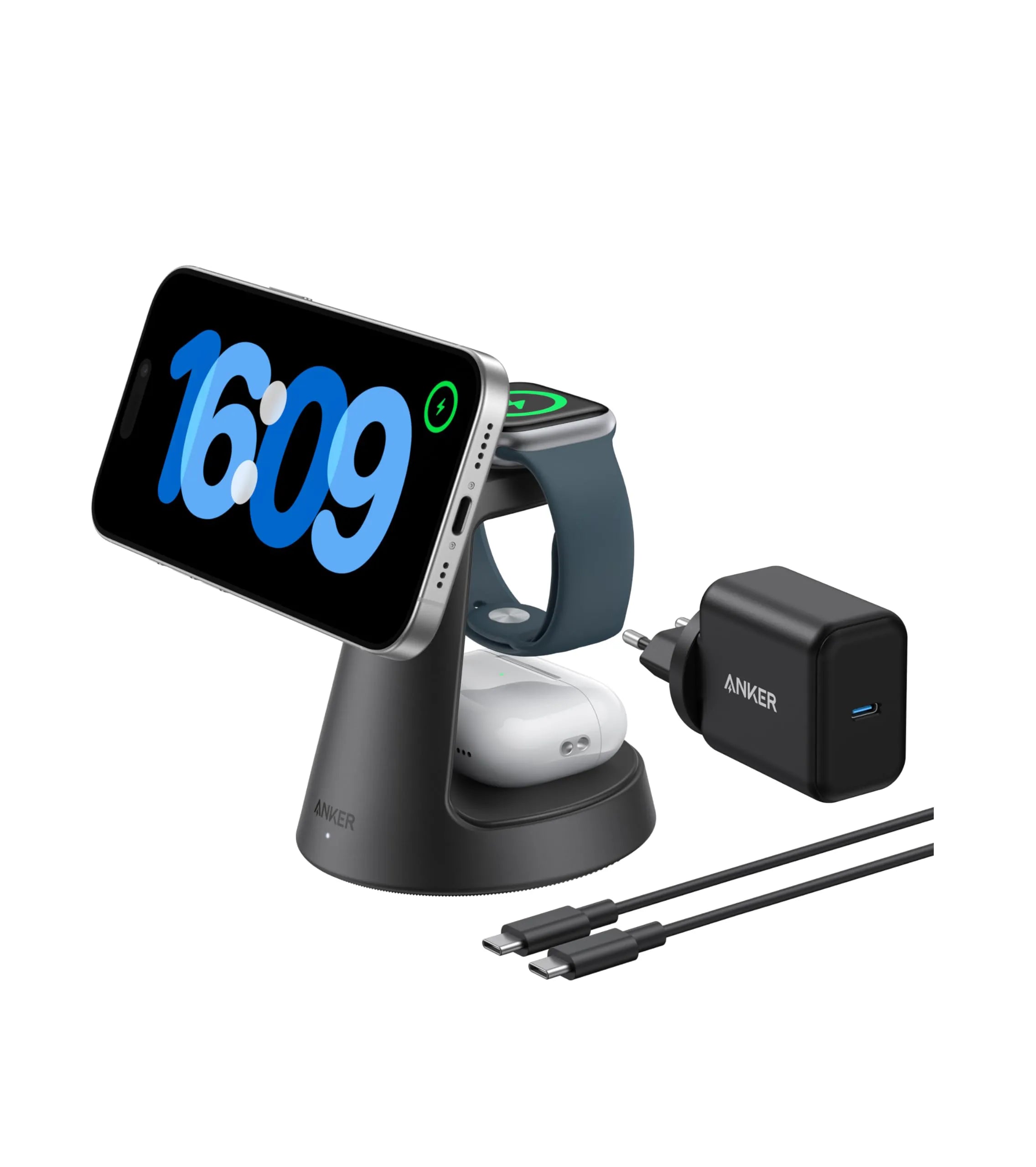 Anker Wireless Charging Station (3-in-1, Magnetic Stand)