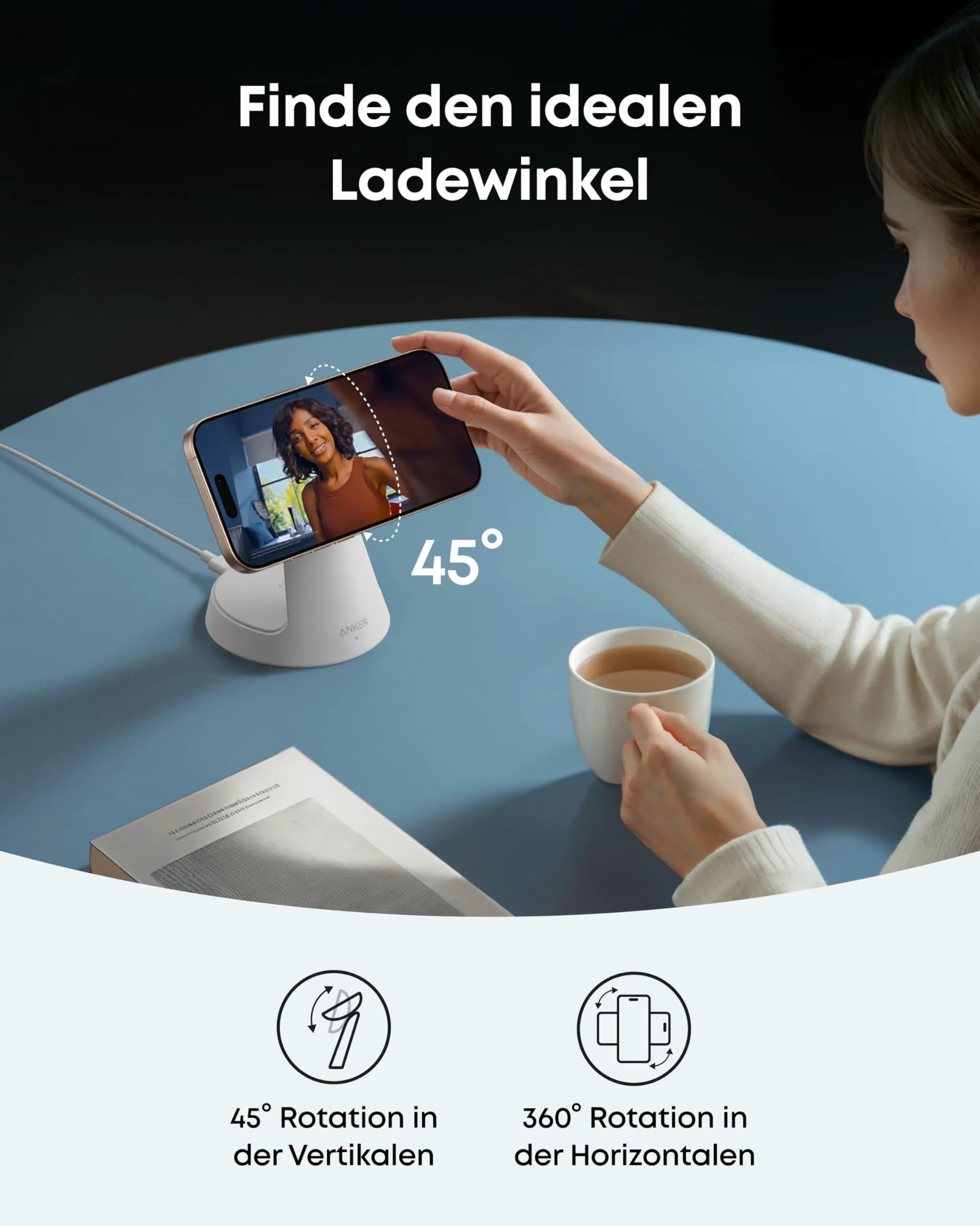 Anker Wireless Charging Station (3-in-1, Magnetic Stand)