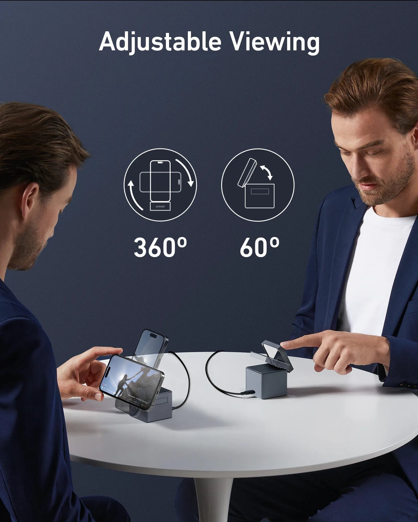 Anker 3-in-1 Charging Cube with MagSafe + Anker Charger (100W, 3 Ports, Smart Display) with USB-C Cable
