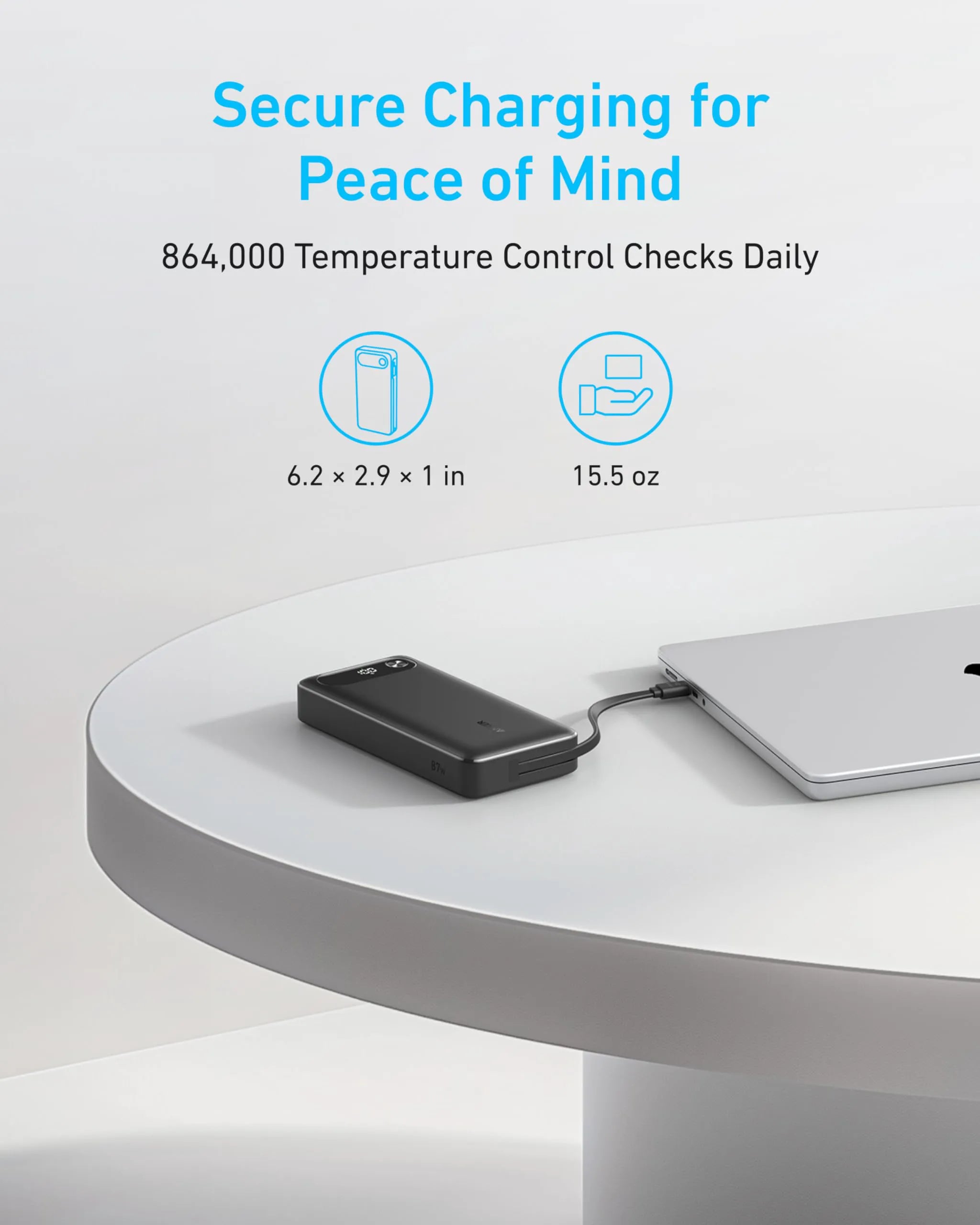 Anker PowerBank (20000mAh, 87W, with Built-in USB-C Cable) & Anker USB-C Cable (240W)